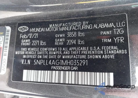 2021 Hyundai Elantra Se from USA, damaged, VIN 5NPLL4AG1MH035291